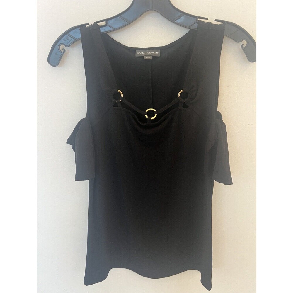 Bold Elements Cold Shoulder Top Black. Gold Hardware. 3/4 Sleeve NWOT